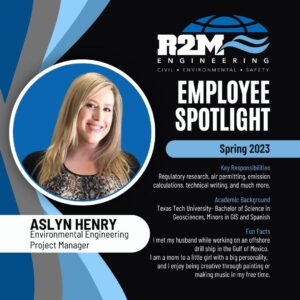 Employee spotlight graphic with a picture of Aslyn Henry and her information that is shared in the caption.