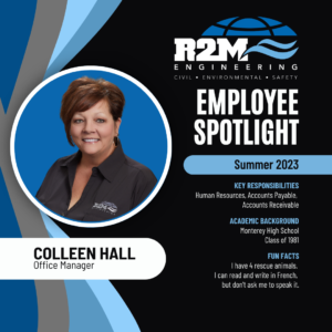 Employee spotlight graphic with a picture of Colleen Hall and her information that is shared in the caption.