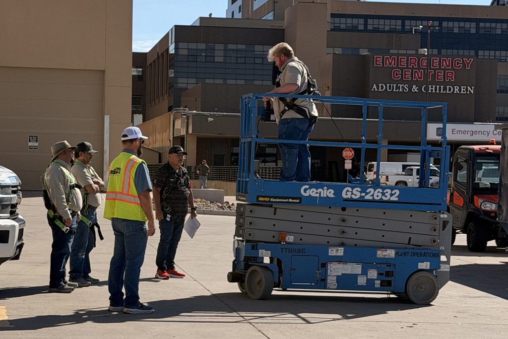 Sean Finkbone on site leading hands-on lift training for TTUHSC